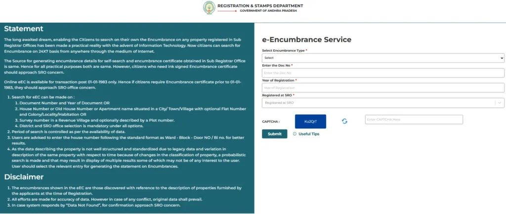 encumbrance certificate ap